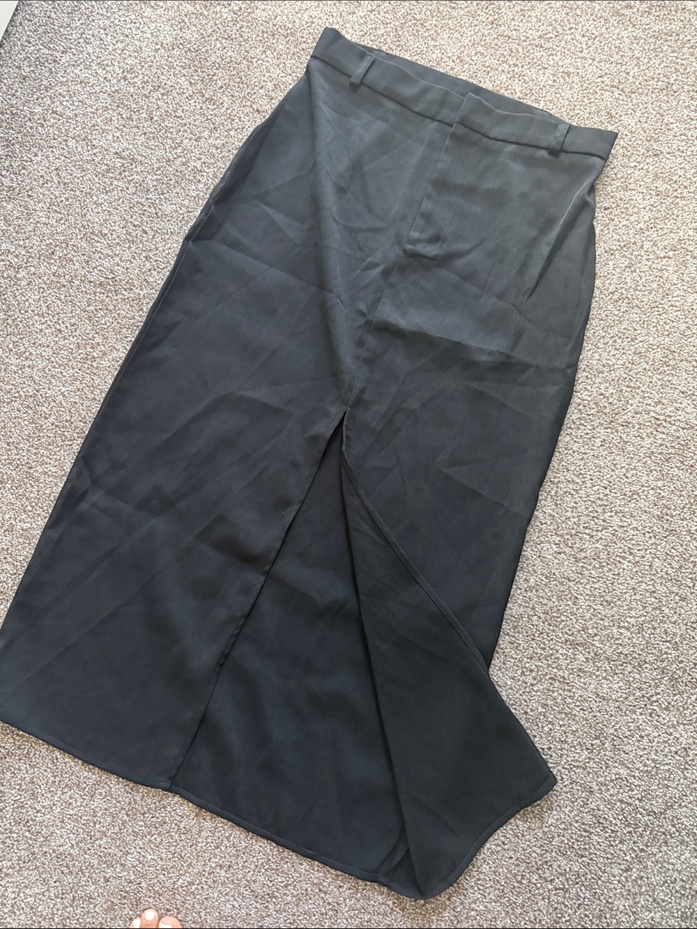 Cider Black Maxi Skirt with Center Front Slit